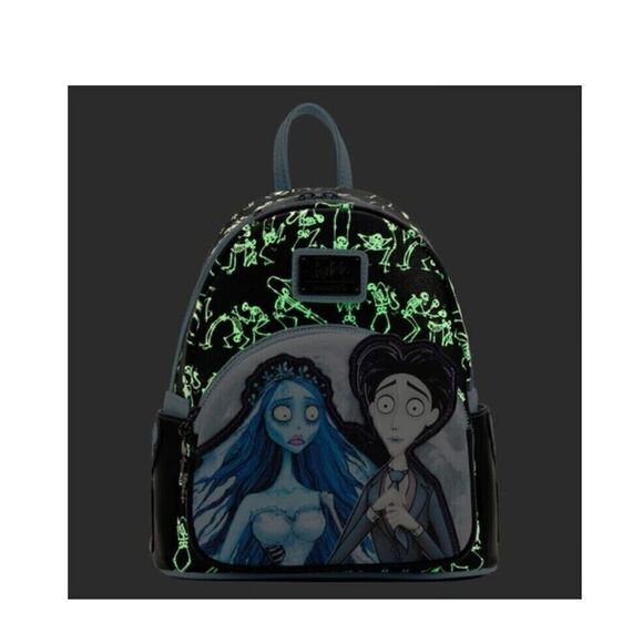 New Loungefly Exclusive Corpse Bride Valentine Glow in the Dark Mini Backpack - Picture 2 of 5